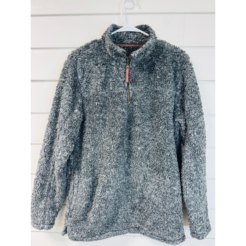 Alpine Sherpa Womens Grey Fuzzy Fleece Quarter Zip Pullover Sweater Small 12651